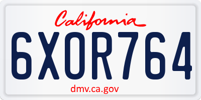 CA license plate 6XOR764