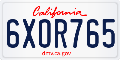 CA license plate 6XOR765