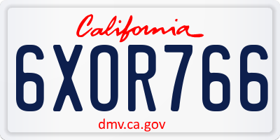 CA license plate 6XOR766