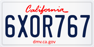 CA license plate 6XOR767