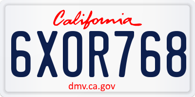 CA license plate 6XOR768