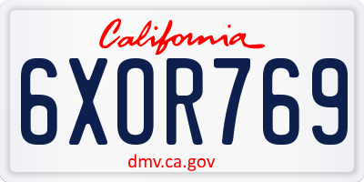 CA license plate 6XOR769