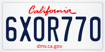 CA license plate 6XOR770