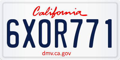 CA license plate 6XOR771