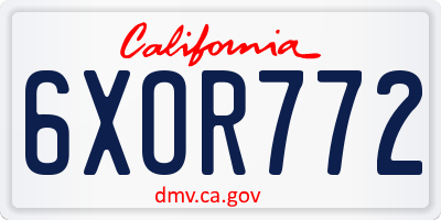 CA license plate 6XOR772