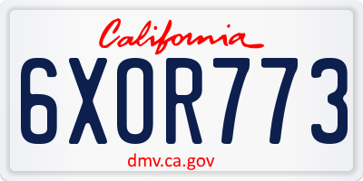 CA license plate 6XOR773