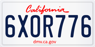 CA license plate 6XOR776