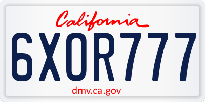 CA license plate 6XOR777