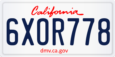 CA license plate 6XOR778