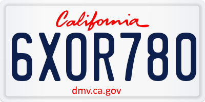 CA license plate 6XOR780