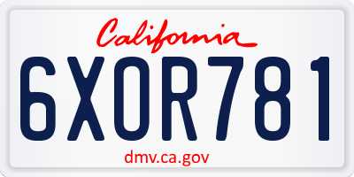 CA license plate 6XOR781