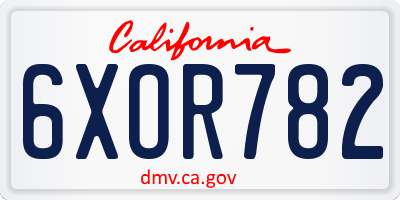 CA license plate 6XOR782