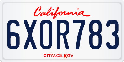 CA license plate 6XOR783