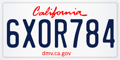 CA license plate 6XOR784