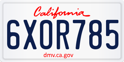 CA license plate 6XOR785