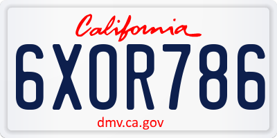 CA license plate 6XOR786