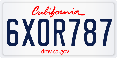 CA license plate 6XOR787
