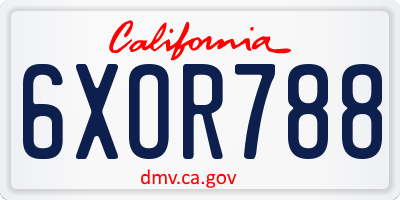 CA license plate 6XOR788