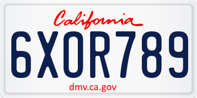 CA license plate 6XOR789