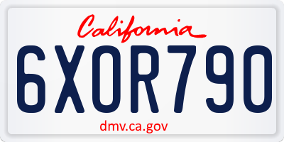 CA license plate 6XOR790
