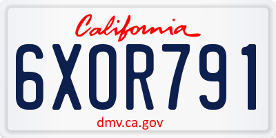 CA license plate 6XOR791