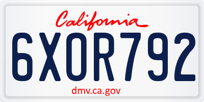 CA license plate 6XOR792