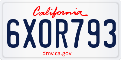CA license plate 6XOR793