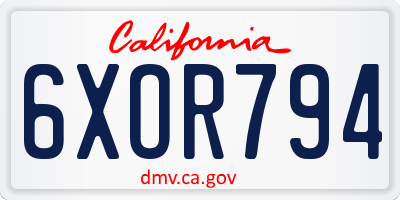 CA license plate 6XOR794