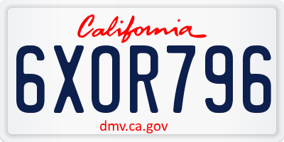 CA license plate 6XOR796