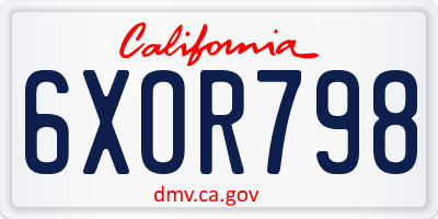 CA license plate 6XOR798