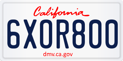 CA license plate 6XOR800