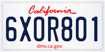 CA license plate 6XOR801