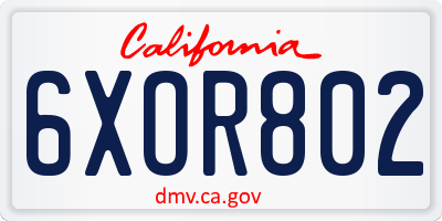 CA license plate 6XOR802