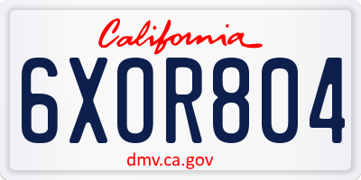 CA license plate 6XOR804