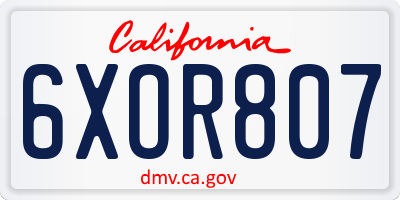 CA license plate 6XOR807