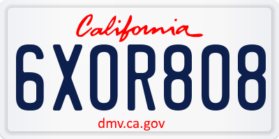 CA license plate 6XOR808