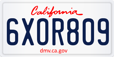 CA license plate 6XOR809