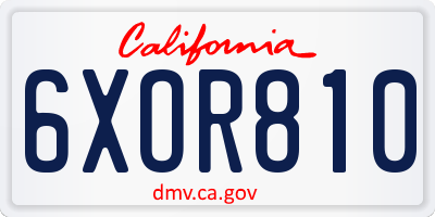 CA license plate 6XOR810