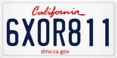 CA license plate 6XOR811