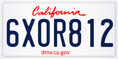 CA license plate 6XOR812