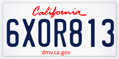 CA license plate 6XOR813