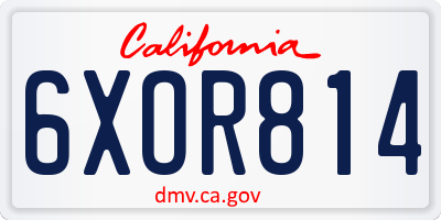CA license plate 6XOR814