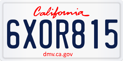 CA license plate 6XOR815