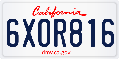 CA license plate 6XOR816