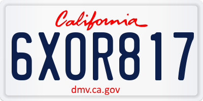 CA license plate 6XOR817
