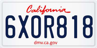 CA license plate 6XOR818