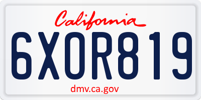 CA license plate 6XOR819