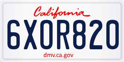 CA license plate 6XOR820