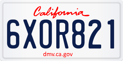 CA license plate 6XOR821