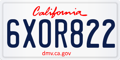 CA license plate 6XOR822